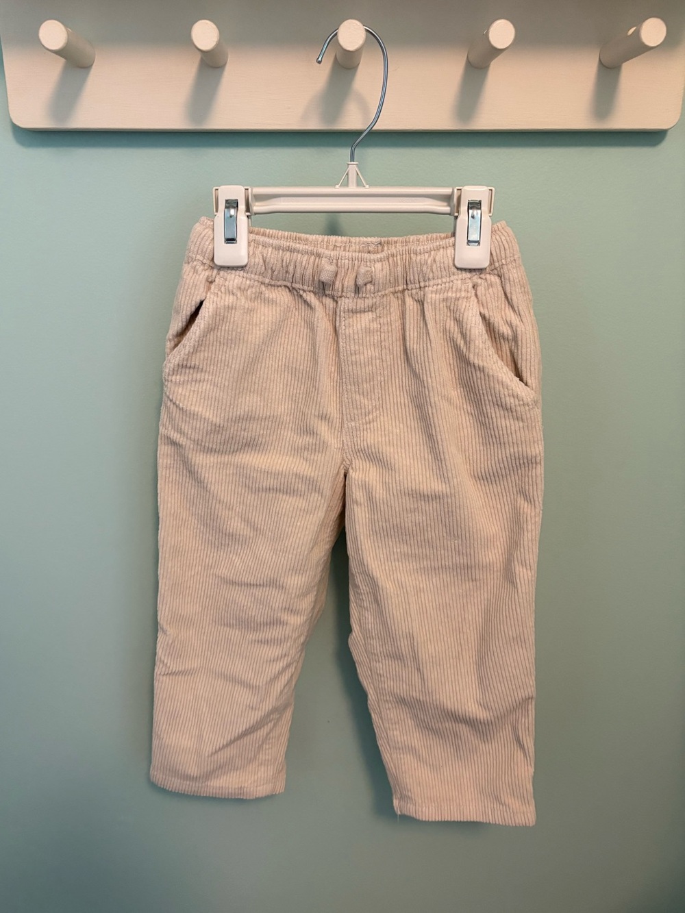 Zara Kids Cream Corduroy Elastic-Waist Pants
